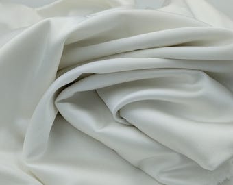 White Cotton Blend Fabric by the Yard, Soft Dress and Blouse Sewing Fabric, (150 cm / 59") Wide, Premium Bursa Quality