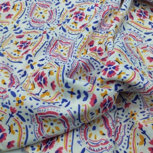 Colorful Boho Viscose Cotton Fabric for Dresses, Dress Fabric for Blouses, Blouse Fabric for Skirts, Skirt Fabric Drapey Soft (150x100 cm)