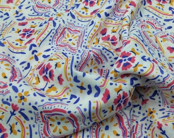 Colorful Boho Viscose Cotton Fabric for Dresses, Dress Fabric for Blouses, Blouse Fabric for Skirts, Skirt Fabric Drapey Soft (150x100 cm)