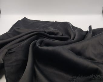 Black Organic Cotton Poplin Fabric by the Yard, Lightweight Natural Shirting Fabric, (150 cm / 59") Wide
