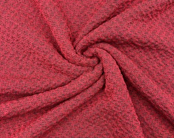 Crinkle Fabric Red Seasonal Soft Textured Woven Crinkle Fabric for Dresses Blouses Garments Dressmaking Durable Wrinkled Texture