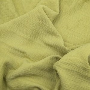 Tessuto Mussola Double Gauze in Cotone Verde Oliva – Tessuto Morbido e Stropicciato per Kimono, Abiti, Bluse, Abbigliamento (150x100 cm)