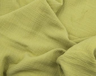 Olive Green Double Gauze Cotton Muslin Fabric – Soft Crinkled Fabric for Kimonos, Dresses, Blouses, Babywear & Home Textiles (150x100 cm)