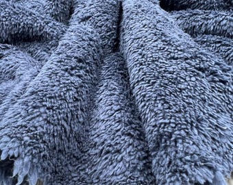 Navy Double Sided Welsoft Plush Fabric by the Yard, Thick Cozy Faux Fur Fabric, (180 cm / 71") Wide, Sold by the Meter