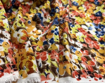 Mehrfarbiger Blumenstoff aus Baumwoll-Viscose – Leichtes, Fließendes Material für Kleider, Blusen, Röcke und Hemden (150 cm x 100 cm)