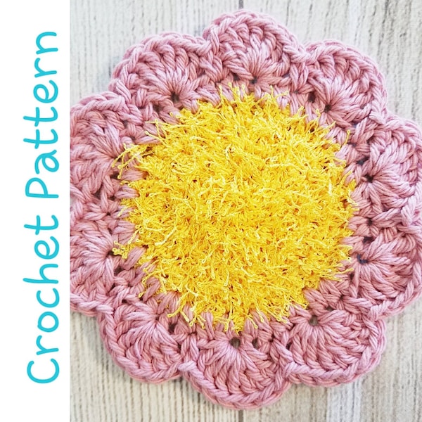 Crochet Dish Scrubby Flower Pattern