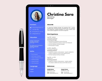Modern Photo Resume Template: Professional CV Design (Word, Pages, Google Docs)