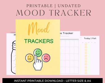 Minimalist Mood Tracker: Printable Stress & Anxiety Worksheets (Digital Download)