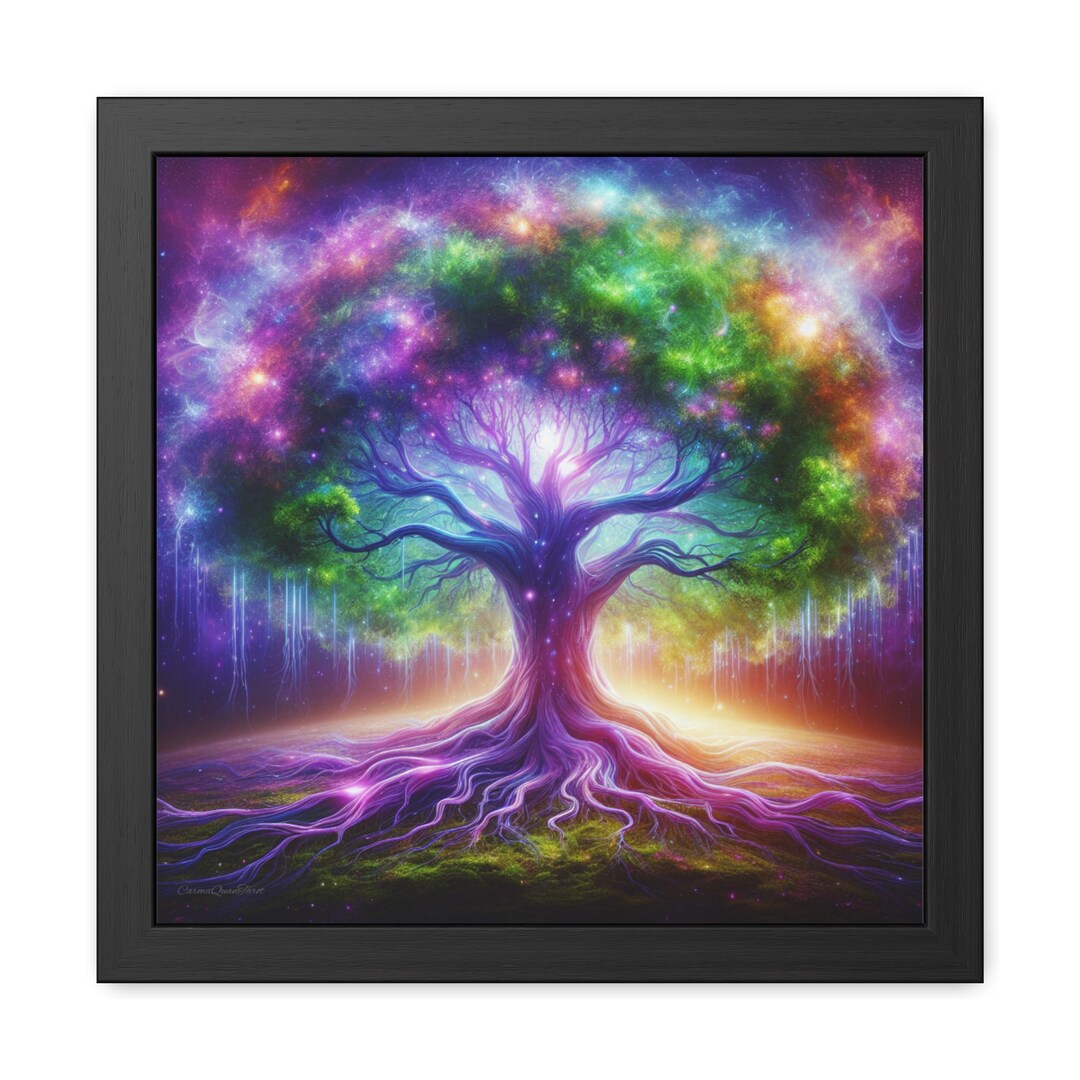 Colorful Cosmic Tree of Life Framed Poster, Spiritual Wall Art, Nature ...