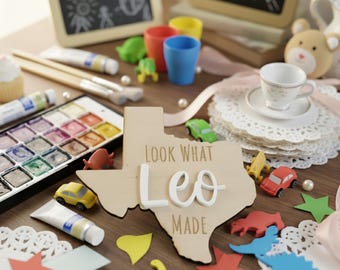 Kids Artwork Display Magnet Texas Personalized Name