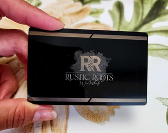 Custom Engraved Aluminum Business Cards - Personalized Logo & Info - Metal Cards