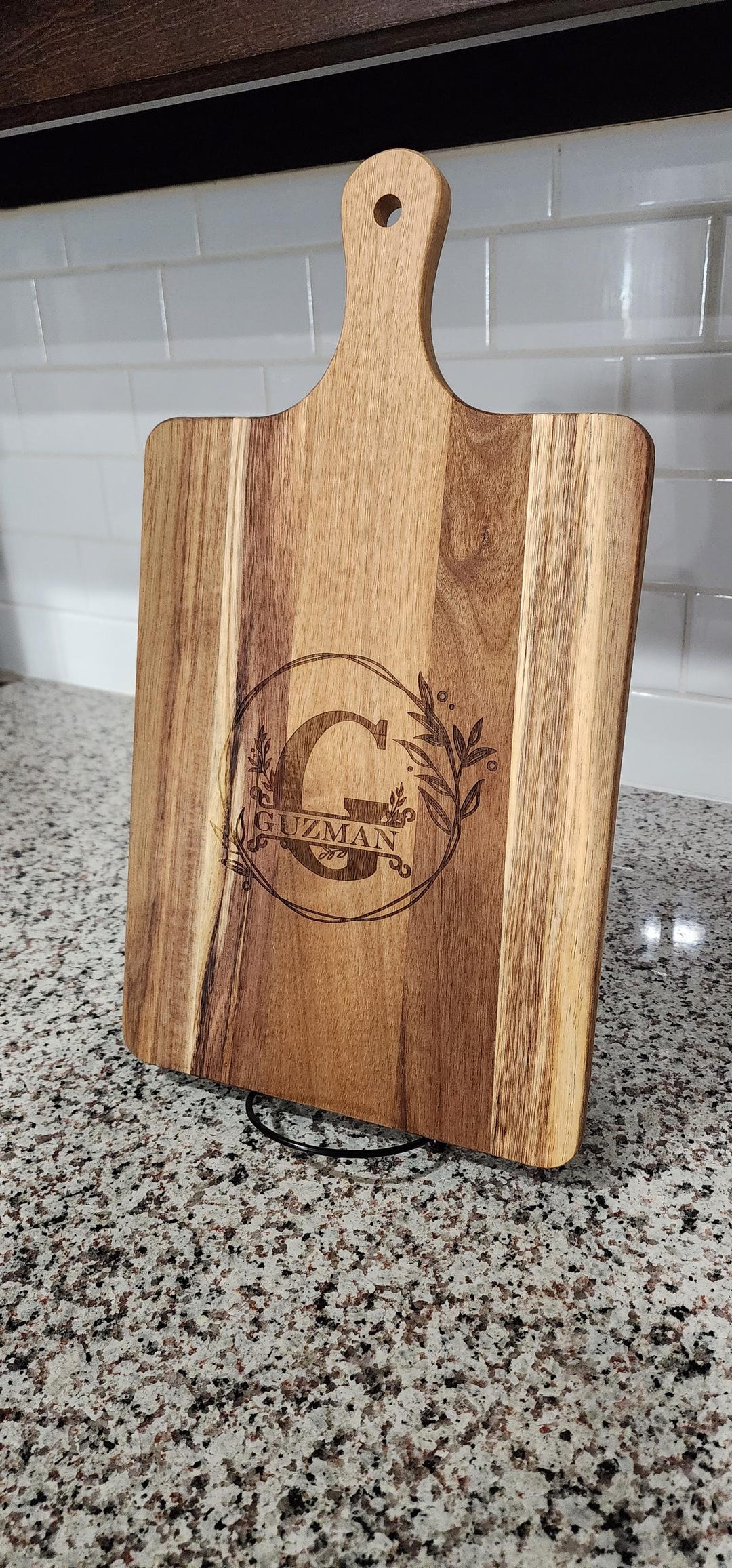 Personalized Acacia Cutting Board: Custom Engraved Family Name - Etsy