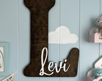 Custom Wood Letter Name Sign Nursery Decor Personalized Baby Name Wall Hanging