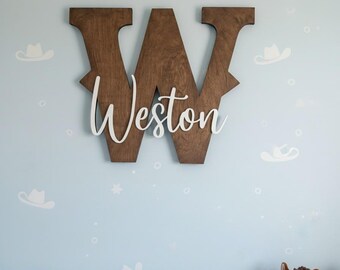 Custom Name Letter Sign Large Wooden Initial Nursery Wall Decor