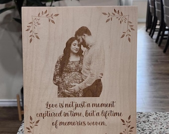 Custom Engraved Maple Wood Photo Plaque – Personalized Gift