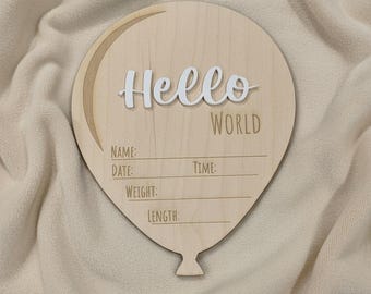 Minimalist Wooden Baby Announcement Sign Birth Details