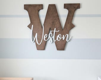 Custom Letter Wall Decor with Name Rustic Western Wooden Initial Sign