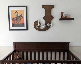 Personalized Initial Door Hanger Custom Name Sign Rustic Western Decor