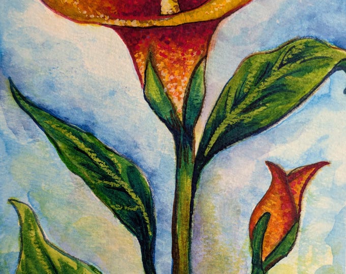 Original watercolor -  Cala Lily 11"x 6.5"