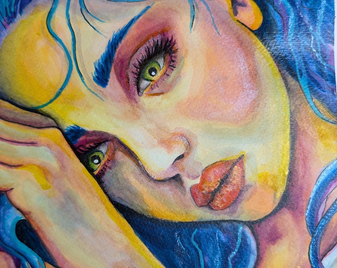 Original watercolor -  Blue 8.25"x 10.25"