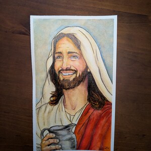 Acuarela original - Jesús sonriente 16,5 x 28 cm