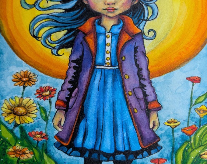Original watercolor -  Little girl 6.25"x 8.25"
