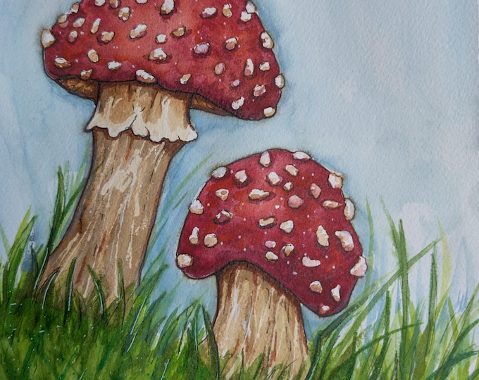 Original watercolor - Mushroom 8"x 10"