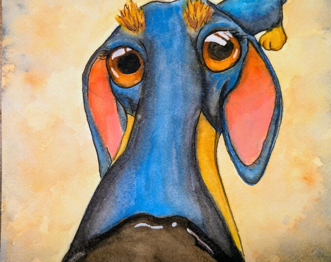 Original watercolor -  Wiener Dog 6"x 6.5"