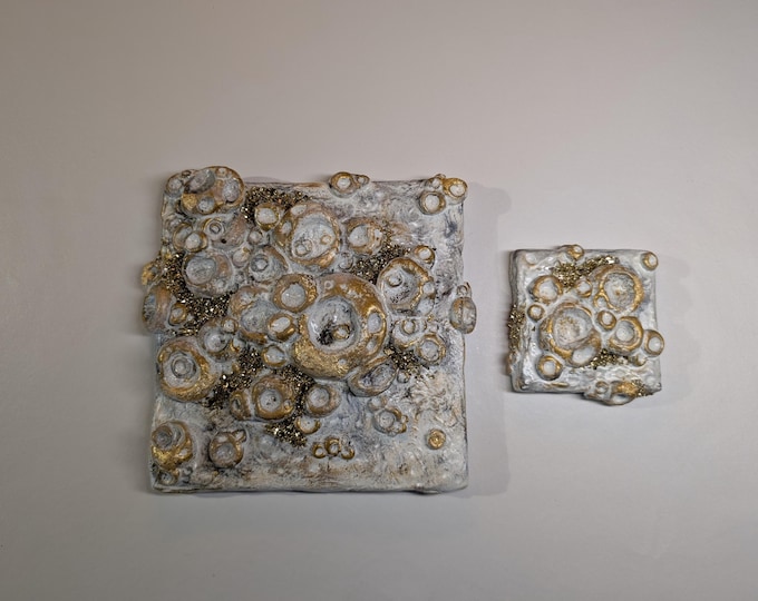 Golden Moon Sculpted Oil Painting: 3D Clay Art