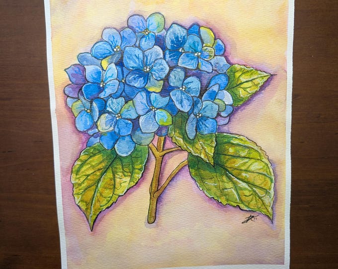 Original watercolor - Blue Flowers 9"x12"