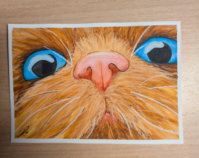 Original watercolor -  Orange Cat 8"x 5.5"