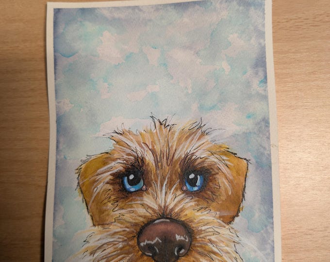 Original watercolor -  Scruffy Dog 8.5"x 6"