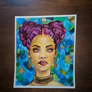 Acuarela original - Belleza dorada 19 x 16,5 cm
