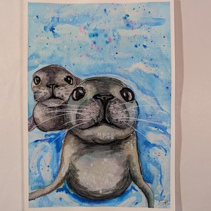 Acuarela original - Sellado con un beso 8.5"x6"
