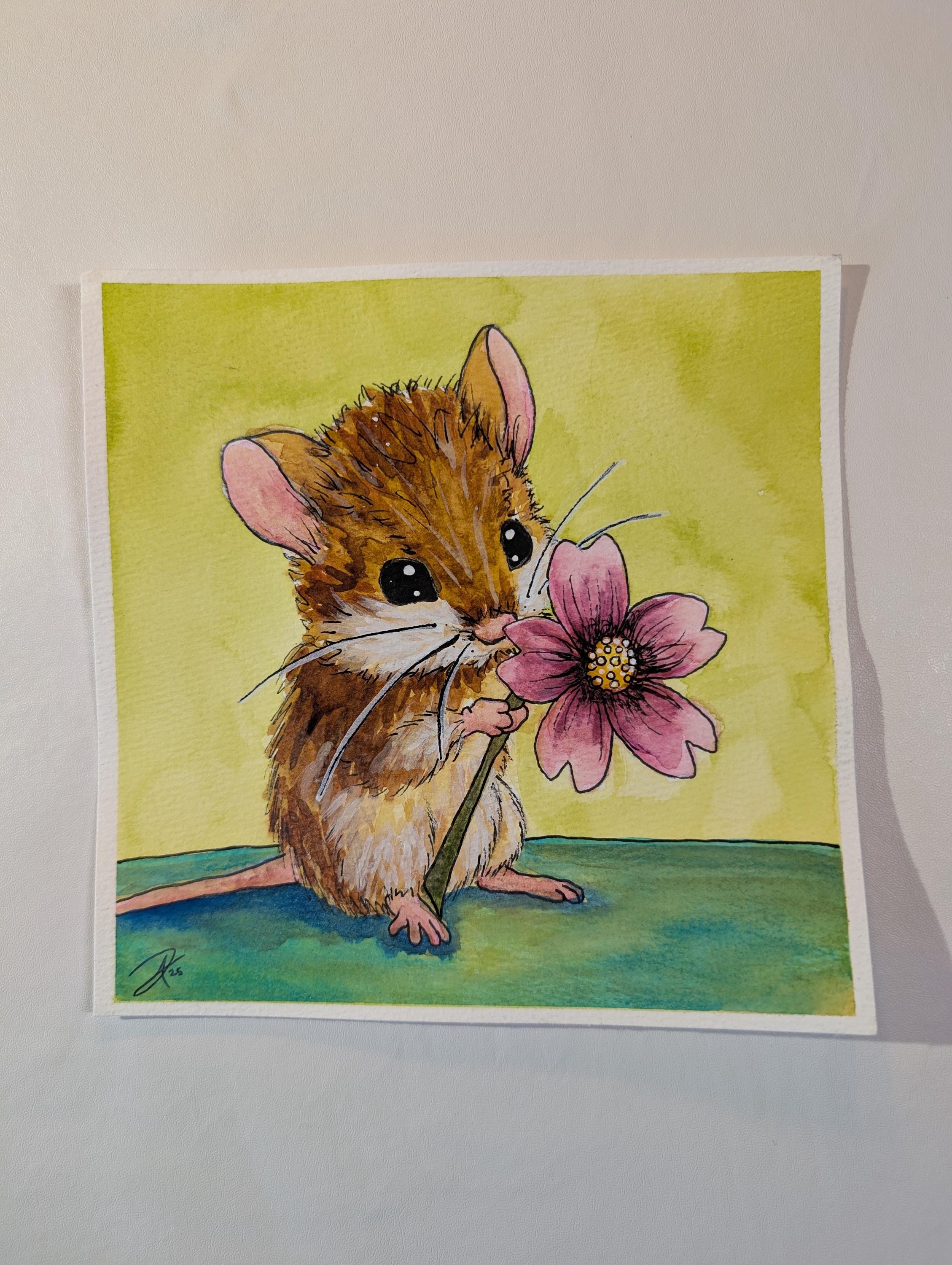 オリジナル水彩画「ネズミからの贈り物」7.25インチ×7.25インチ - Etsy