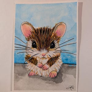 Acuarela original - Ratoncito 7,25"x5"