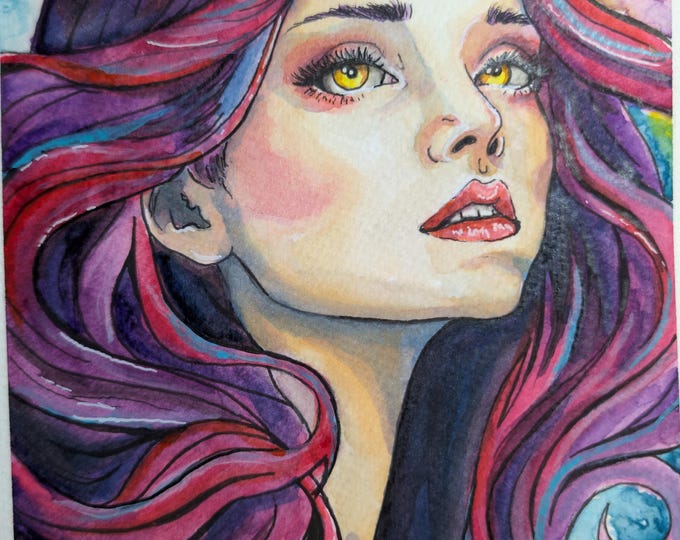 Original watercolor -  Purple  6.25"x 8.25"