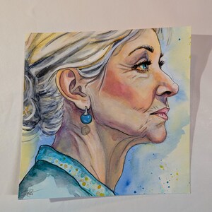 Acuarela original - Mirando hacia el futuro 8"x8"