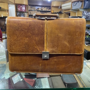 Leather Briefcase, Handmade briefcase for man, black leather briefcase, Men&#39;s leather briefcase, Gift for him, Shoulder bag, Leather bag,