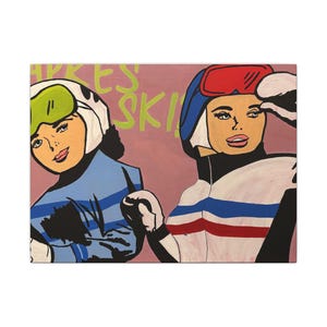 Retro Ski Artwork Canvas Print, Vintage Skiing Wall Decor, Home Decor, Art Lovers Gift, Unique Ski Lodge Decor, Après Ski Wall Art