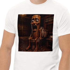 Tung Tung Sahur on the Crapper Meme T-shirt, Cringe Embarrassing Brainrot Shirts, Terrible Gifts, Hilarious Ironic Memes, Gen Z Humor
