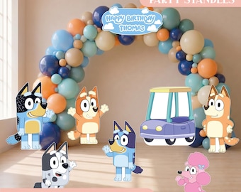 PRINTED & SHIPPED Bluey Cutouts, Bluey Party Decorations, Bluey Party Standees, Bluey Birthday Props