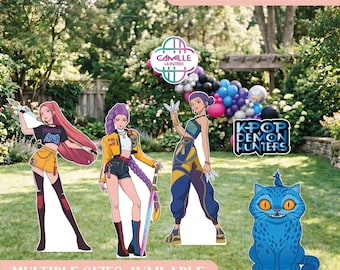 PRINTED & SHIPPED Kpop Birthday Yard Signs, Outdoor Party Decorations, Huntrix Character Cut Outs.
