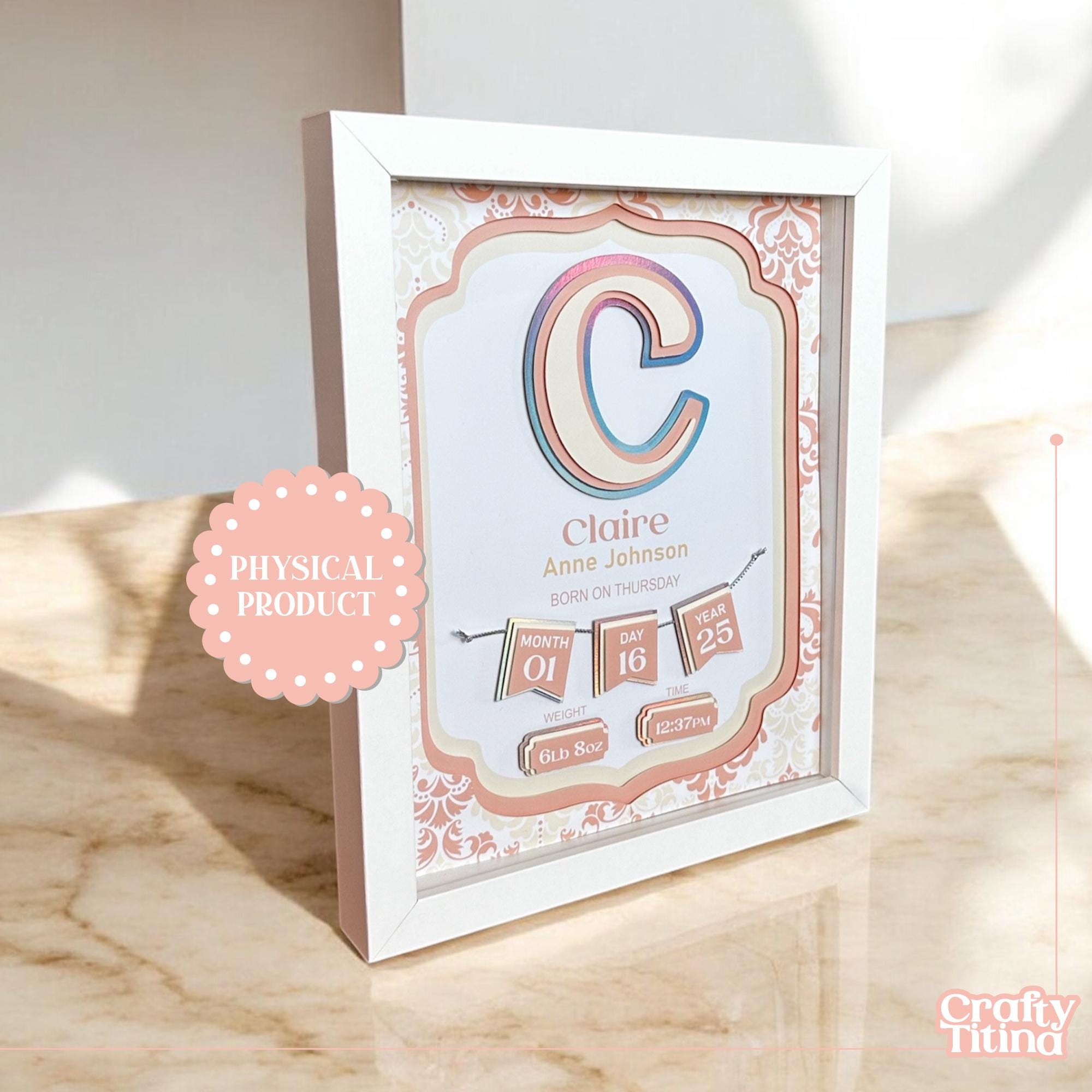 Custom Baby Birth Stats Sign Frame - Newborn Keepsake Wall Art - Etsy