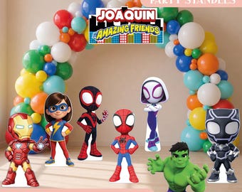 PRINTED & SHIPPED Spidey and His Amazing Friends Cutouts, Spidey Birthday Decorations, Spider Man Party Standees, Personalized Birthday Sign