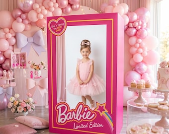 Barbie Themed Box, Photo Booth prop, Pink Doll Birthday Party Decoration, Coroplast Walk-In Frame