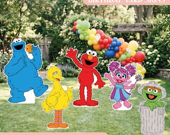 PRINTED & SHIPPED Sesame Street Yard Signs, Elmo Birthday Decorations, Outdoor Party Signs, Lawn Decor.