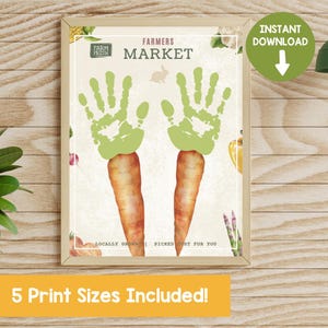 Carrot Patch Handprint Craft Printable | Easter Farmer&#39;s Market Sign | 5 Sizes Included | Kids Keepsake Art | Digital Download
