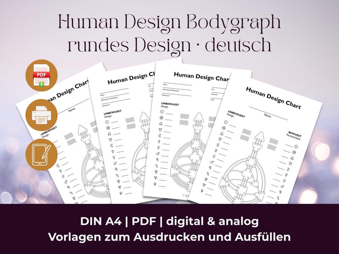 Human Design Bodygraph PDF (german) | Aesthetic Template (DIN A4) for ...