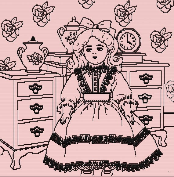 Porcelain Doll, mosaic overlay, crochet blanket, king size